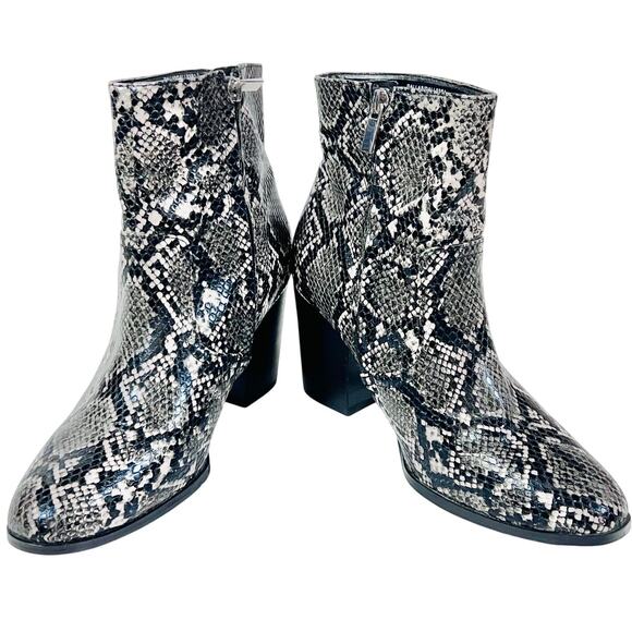 Steve Madden Dallas Reptile Print Zip Ankle Boots Size 8M Western Heels Used - Picture 1 of 10